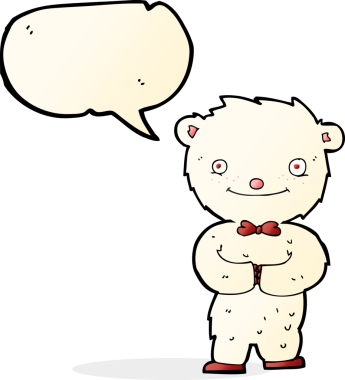 Bir insan tarafından çizilmiş konuşma balonu olan küçük kutup ayısı çizgi filmi.