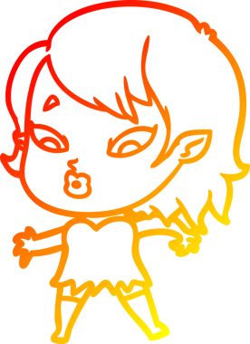 Bir insan tarafından çizilmiş sevimli bir vampir kız çizgi çizimi.