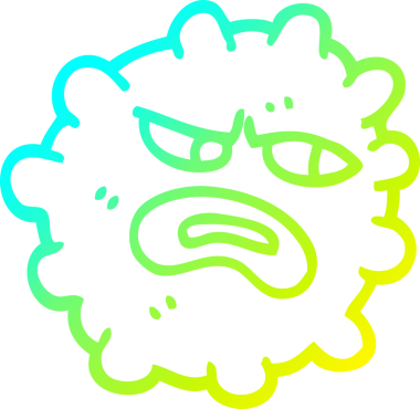 Bir insan tarafından çizilmiş komik bir bakterinin soğuk çizgi çizimi.