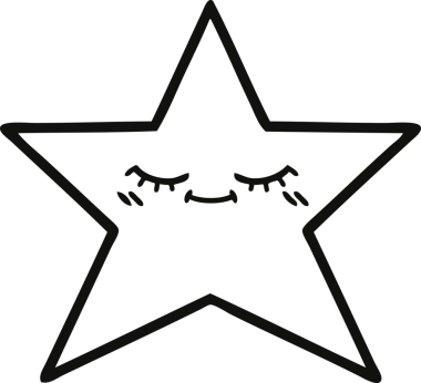 Bir insan tarafından çizilmiş yıldız balığının çizgi çizimi