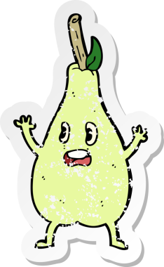 Bir insan tarafından çizilmiş korkmuş armut şeklindeki bir karikatürün gerilimli yapıştırması.