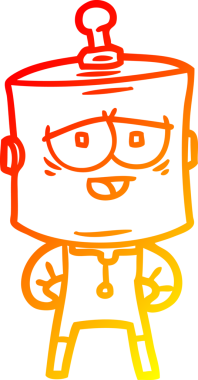 Bir insan tarafından çizilen çizgi film robotunun sıcak çizgi çizimi