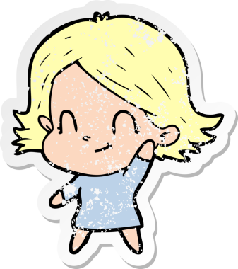 Bir insan tarafından çizilmiş, karikatür dostu bir kızın sıkıntılı çıkartması.