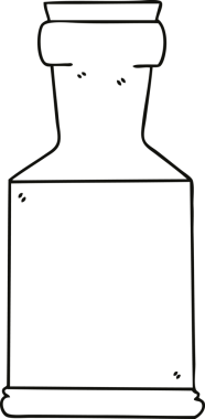 Bir insan tarafından çizilmiş tuhaf çizgi film iksir şişesi.