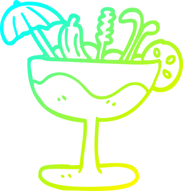 Bir insan tarafından çizilmiş tropik bir karikatürün soğuk gradyan çizimi