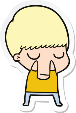 Bir insan tarafından çizilmiş sakin bir çocuğun çıkartması.