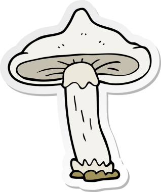 Bir insan tarafından çizilmiş karikatür mantarı çıkartması.