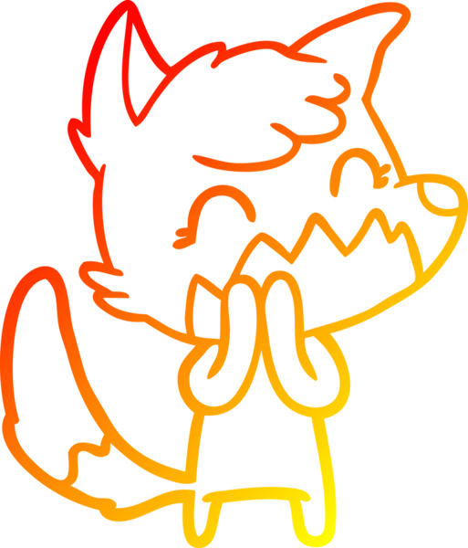 Bir insan tarafından çizilmiş mutlu bir tilkinin sıcak çizgi çizimi