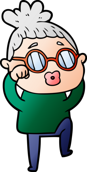 Bir insan tarafından çizilmiş gözlük takan yorgun bir kadın.