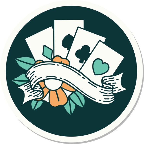 Geleneksel kart stili ve bir insan tarafından çizilmiş dövme çıkartması.