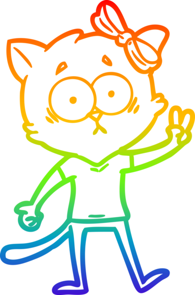 gökkuşağı gradyanı çizimi bir insan tarafından çizilmiş çizgi film kedisi