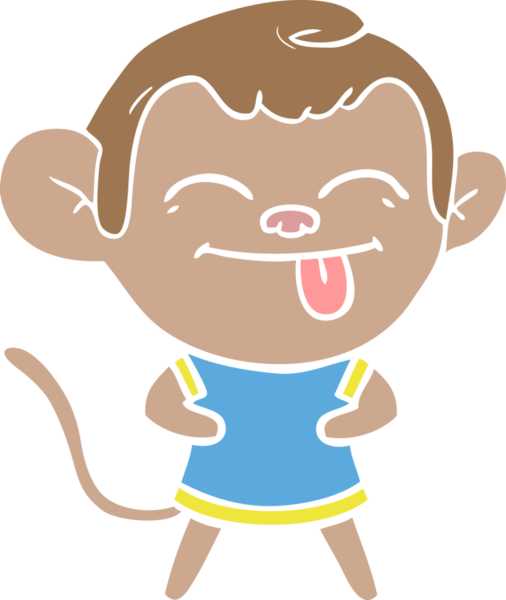 Bir insan tarafından çizilmiş komik düz renkli çizgi film maymunu