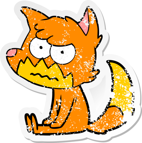 Bir insan tarafından çizilmiş, sıkıntılı bir çizgi film çıkartması.