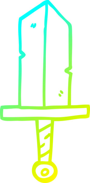 Bir insan tarafından çizilmiş altın bir hançerin soğuk gradyan çizgisi