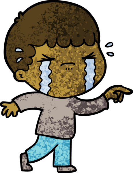 Bir insan tarafından çizilmiş ağlayan çizgi film adamı.