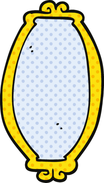 Bir insan tarafından çizilmiş çizgi roman tarzı bir ayna.