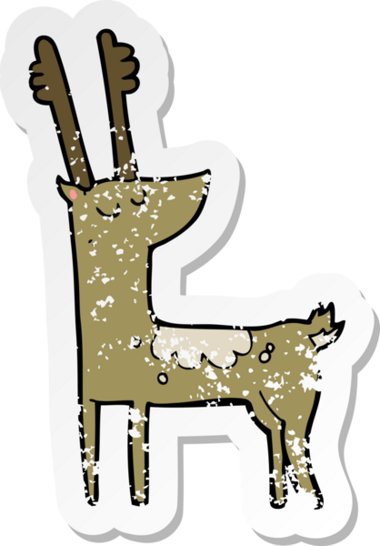 Bir insan tarafından çizilmiş karikatür geyiğinin geriletilmiş çıkartması.