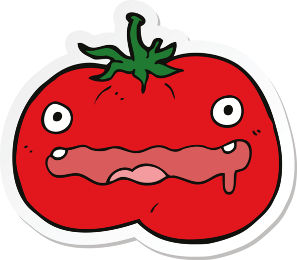 Bir insan tarafından çizilmiş bir domates etiketi.