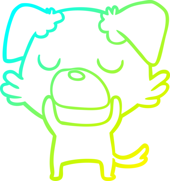 Bir insan tarafından çizilen çizgi film köpeğinin soğuk gradyan çizgisi.