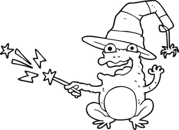 Bir insan tarafından çizilmiş siyah-beyaz kara karakurbağası büyüsü.