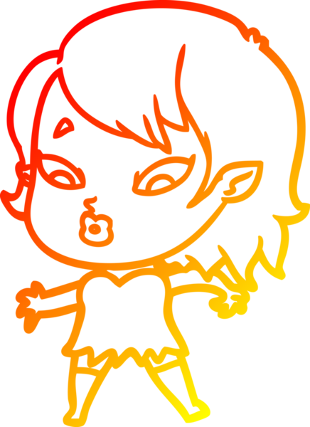 Bir insan tarafından çizilmiş sevimli bir vampir kız çizgi çizimi.