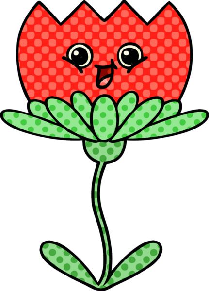 Bir insan tarafından çizilmiş bir çiçeğin karikatürü.