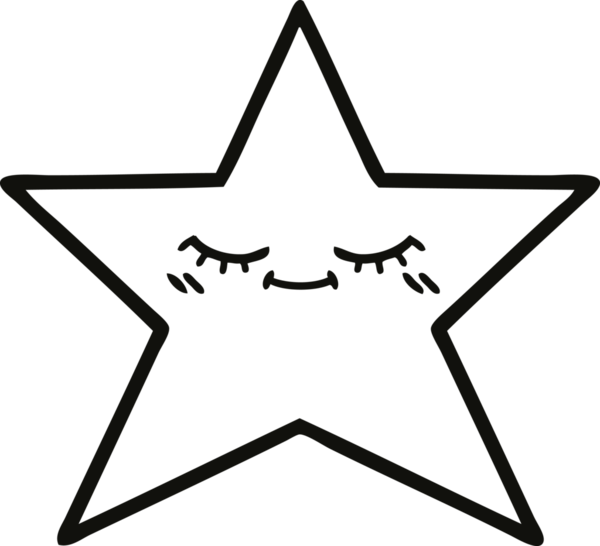 Bir insan tarafından çizilmiş yıldız balığının çizgi çizimi