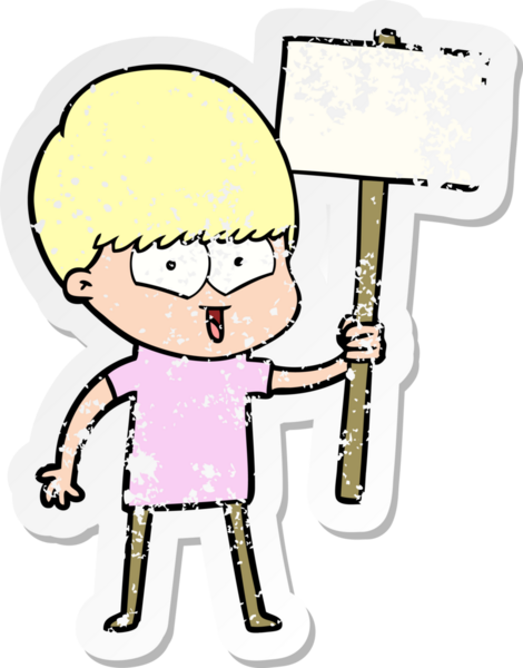 Bir insan tarafından çizilmiş mutlu bir çocuğun sıkıntılı çıkartması.