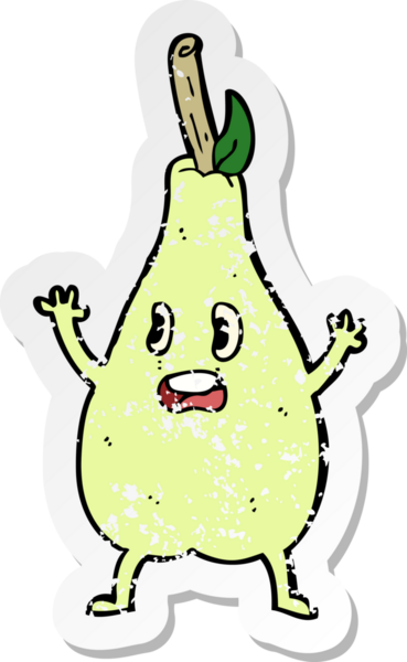 Bir insan tarafından çizilmiş korkmuş armut şeklindeki bir karikatürün gerilimli yapıştırması.