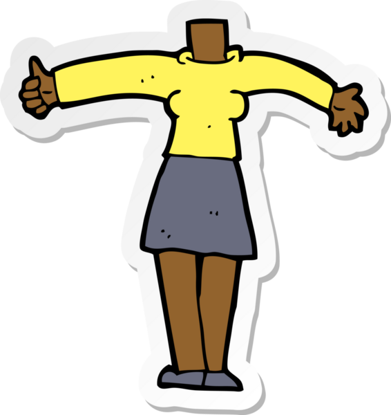 Bir insan tarafından çizilmiş karikatür kadın vücudunun çıkartması.