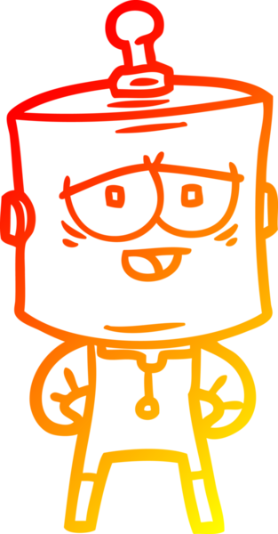 Bir insan tarafından çizilen çizgi film robotunun sıcak çizgi çizimi