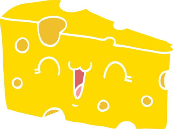 Bir insan tarafından çizilmiş düz renk çizgi film peyniri