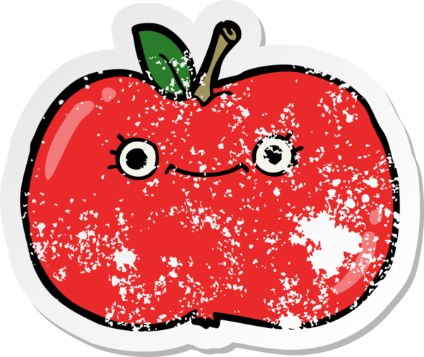 Bir insan tarafından çizilmiş şirin bir elma karikatürü.