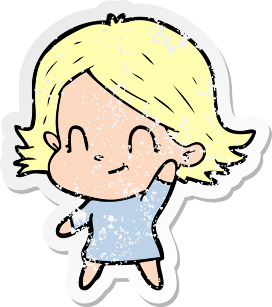 Bir insan tarafından çizilmiş, karikatür dostu bir kızın sıkıntılı çıkartması.