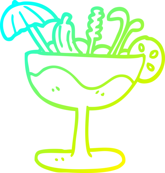 Bir insan tarafından çizilmiş tropik bir karikatürün soğuk gradyan çizimi