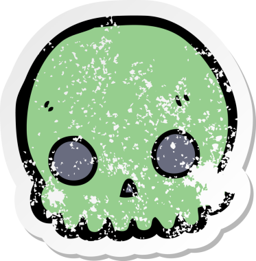 Bir insan tarafından çizilmiş bir karikatür kafatası.