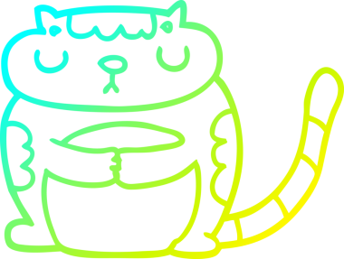 Bir insan tarafından çizilmiş bir çizgi film kedisinin soğuk gradyan çizgisi.