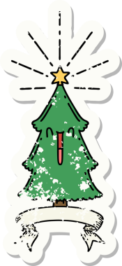 Bir insan tarafından çizilmiş yıIbaşı ağacının eski bir çıkartması.