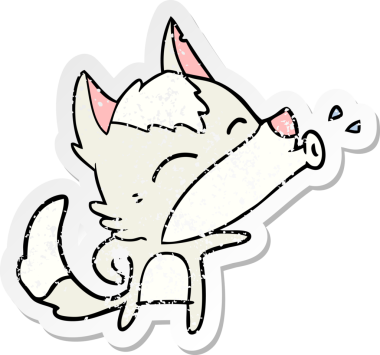 Bir insan tarafından çizilmiş uluyan kurt çizgi filminin sıkıntılı çıkartması.