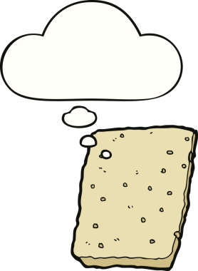 Bir insan tarafından çizilmiş düşünce balonlu bisküvi.