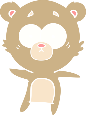 Bir insan tarafından çizilmiş kaygılı ayı düz renk karikatürü