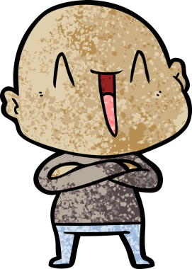 Bir insan tarafından çizilmiş mutlu, kel adam.