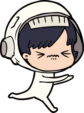 Bir insan tarafından çizilmiş astronot kadın.