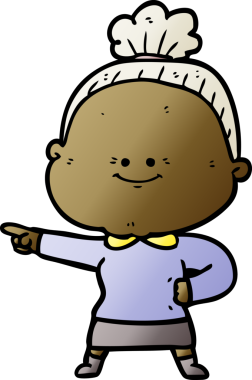 Bir insan tarafından çizilmiş mutlu yaşlı kadın çizgi filmi.