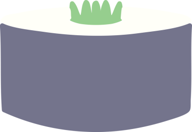 Bir insan tarafından çizilmiş suşi rulosu.