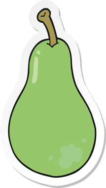 Bir insan tarafından çizilmiş karikatür armudu çıkartması.