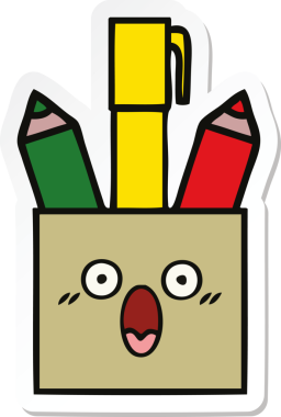 Bir insan tarafından çizilmiş şirin bir kalem kapının çıkartması.