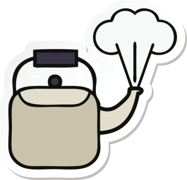 Bir insan tarafından çizilmiş dumanı tüten şirin bir çizgi film çıkartması.