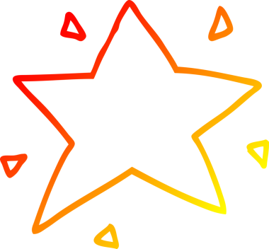 Bir insan tarafından çizilen çizgi film yıldızının sıcak gradyan çizimi