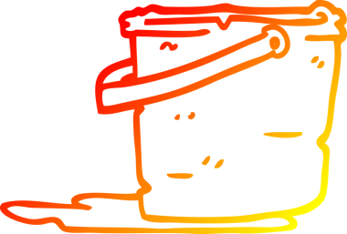 Bir insan tarafından çizilen çizgi film kovasının sıcak gradyan çizimi